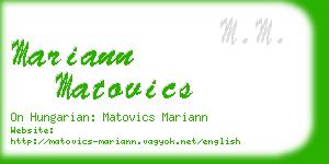 mariann matovics business card